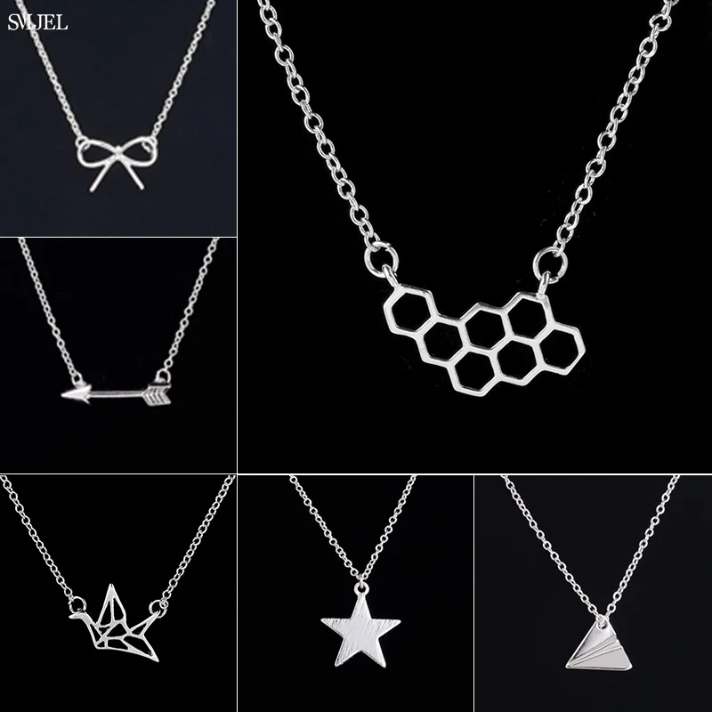 Minimalist Fashion Bowknot Necklace for Women Hollow Honeycomb Triangle Star Airplane Arrow Choker Necklaes femme Accessories
Minimalist Fashion Bowknot Necklace for Women Hollow Honeycomb Triangle Star Airplane Arrow Choker Necklaes femme Accessories