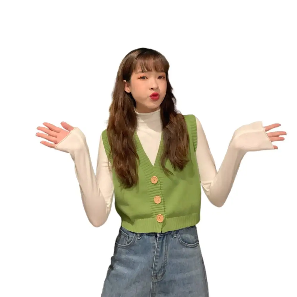 Sweater Vest Women Crop Top Single-breasted Fashion Korean Style Solid Casual Stylish Loose Elegant All-match Femme Vests
Sweater Vest Women Crop Top Single-breasted Fashion Korean Style Solid Casual Stylish Loose Elegant All-match Femme Vests