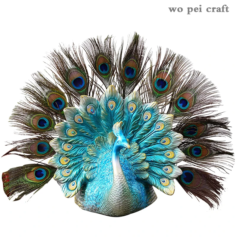 Resin Animal Feng Shui Ornament Simulation Peacock Statue Artificial Feather Table Desk Decor Home Decoration Accessories Modern 
Resin Animal Feng Shui Ornament Simulation Peacock Statue Artificial Feather Table Desk Decor Home Decoration Accessories Modern