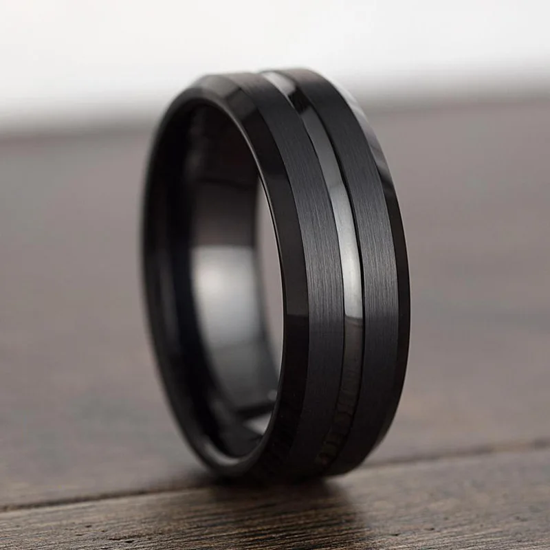 Fashion 8MM Men's Black Stainless Steel Ring Black Groove Ring Vintage Wedding Engagement Anniversary Jewelry For Men
Fashion 8MM Men's Black Stainless Steel Ring Black Groove Ring Vintage Wedding Engagement Anniversary Jewelry For Men
