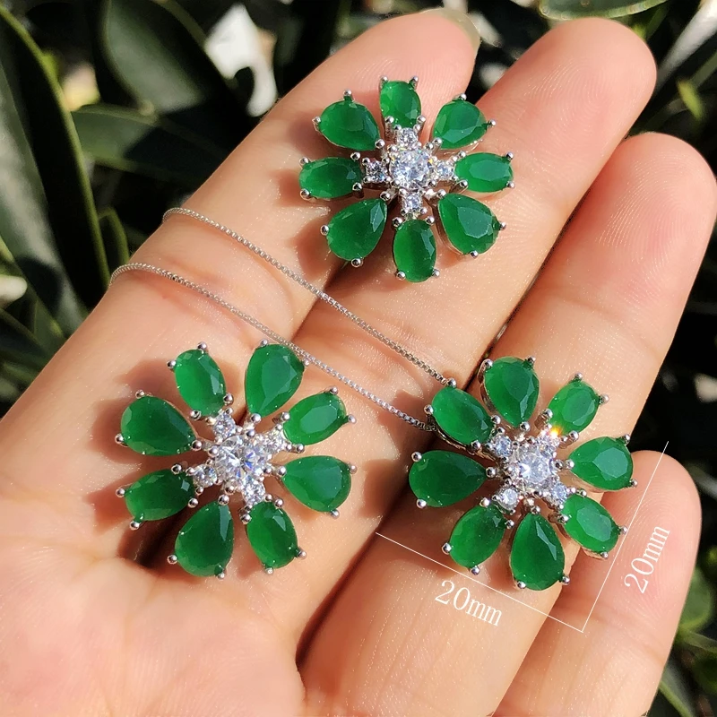 Luxury Sun Flower Jewelry Sets For Women Cubic Zirconia Round Pendant stud Earrings Silver color Chain Wedding Party Jewelry 20
Luxury Sun Flower Jewelry Sets For Women Cubic Zirconia Round Pendant stud Earrings Silver color Chain Wedding Party Jewelry 20