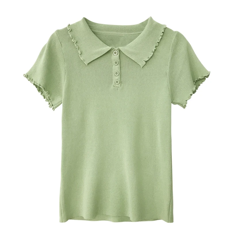 All-Matching Ruffled Short Sleeves Knitwear Women's Summer 2021 New Korean Style Student Slim Fit Slimming Solid Color T-shirt
All-Matching Ruffled Short Sleeves Knitwear Women's Summer 2021 New Korean Style Student Slim Fit Slimming Solid Color T-shirt