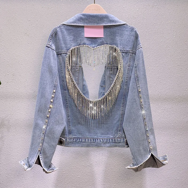 Fashion Quality Spring Autumn Rhinestone Tassel Love Halter Denim Short Jacket Female Tops Women Jacket Coats
Fashion Quality Spring Autumn Rhinestone Tassel Love Halter Denim Short Jacket Female Tops Women Jacket Coats