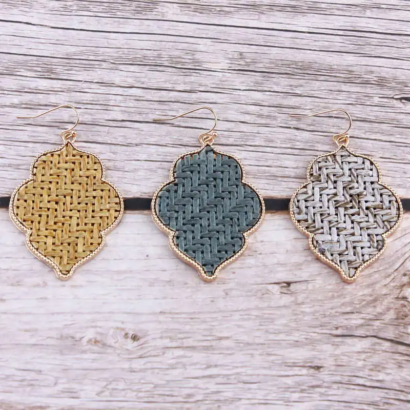 ZWPON Gold Filigree Moroccan Handmade Weave Quatrefoil Strow Mat Drop Earrings Alloy Quatrefoil Frame Drop Earrings for Woman
ZWPON Gold Filigree Moroccan Handmade Weave Quatrefoil Strow Mat Drop Earrings Alloy Quatrefoil Frame Drop Earrings for Woman