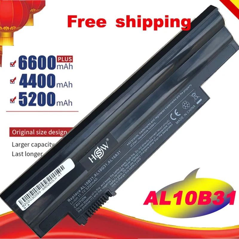 

Battery For Acer Aspire One 522 722 AO522 AOD255 AOD257 AOD260 D255 D257 D260 D270 Happy, Chrome AC700 AL10B31 Free Shipping