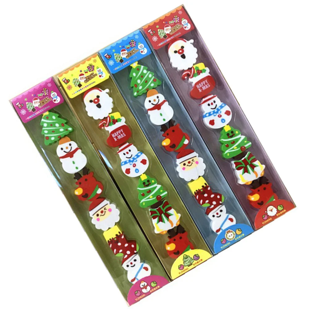 3 Sets of Christmas Themed Eraser Stationery Gift Cartoon Kids Eraser School Classroom Rewards