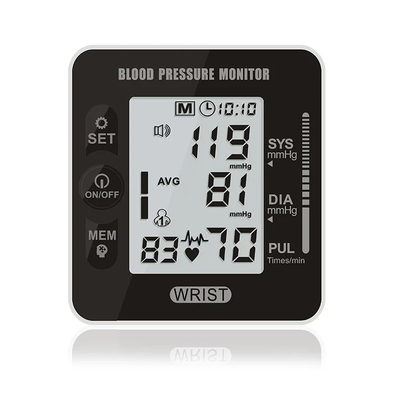 

Wrist Digital Blood Pressure Heart Monitor Tensiometer BP Pulse Rate Meter Tonometer Automatic Sphygmomanometer