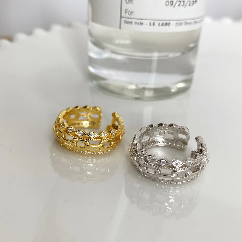 S925 Sterling Silver Open Ring Double-layer CZ Crystal diamond ring simple and light luxury Punk Style Jewelry Accessories
S925 Sterling Silver Open Ring Double-layer CZ Crystal diamond ring simple and light luxury Punk Style Jewelry Accessories