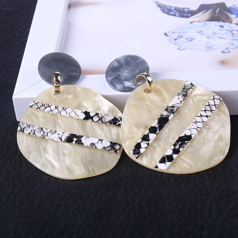 Geometric Retro Round Acetic Acid Plate Acrylic Earrings Tide Simple Temperament Sweet Personality Jewelry | Украшения и
