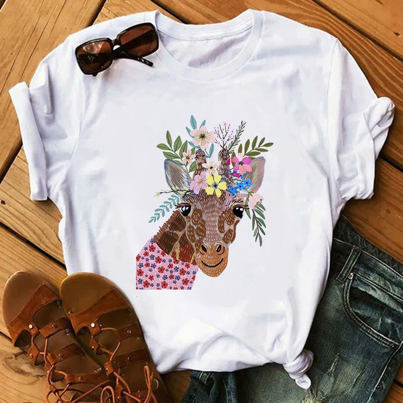 Flower and Animal Print T-shirt Ladies Summer Cartoon Women's Short-sleeved Fashion Female Harajuku Graphic T-shirt
Flower and Animal Print T-shirt Ladies Summer Cartoon Women's Short-sleeved Fashion Female Harajuku Graphic T-shirt