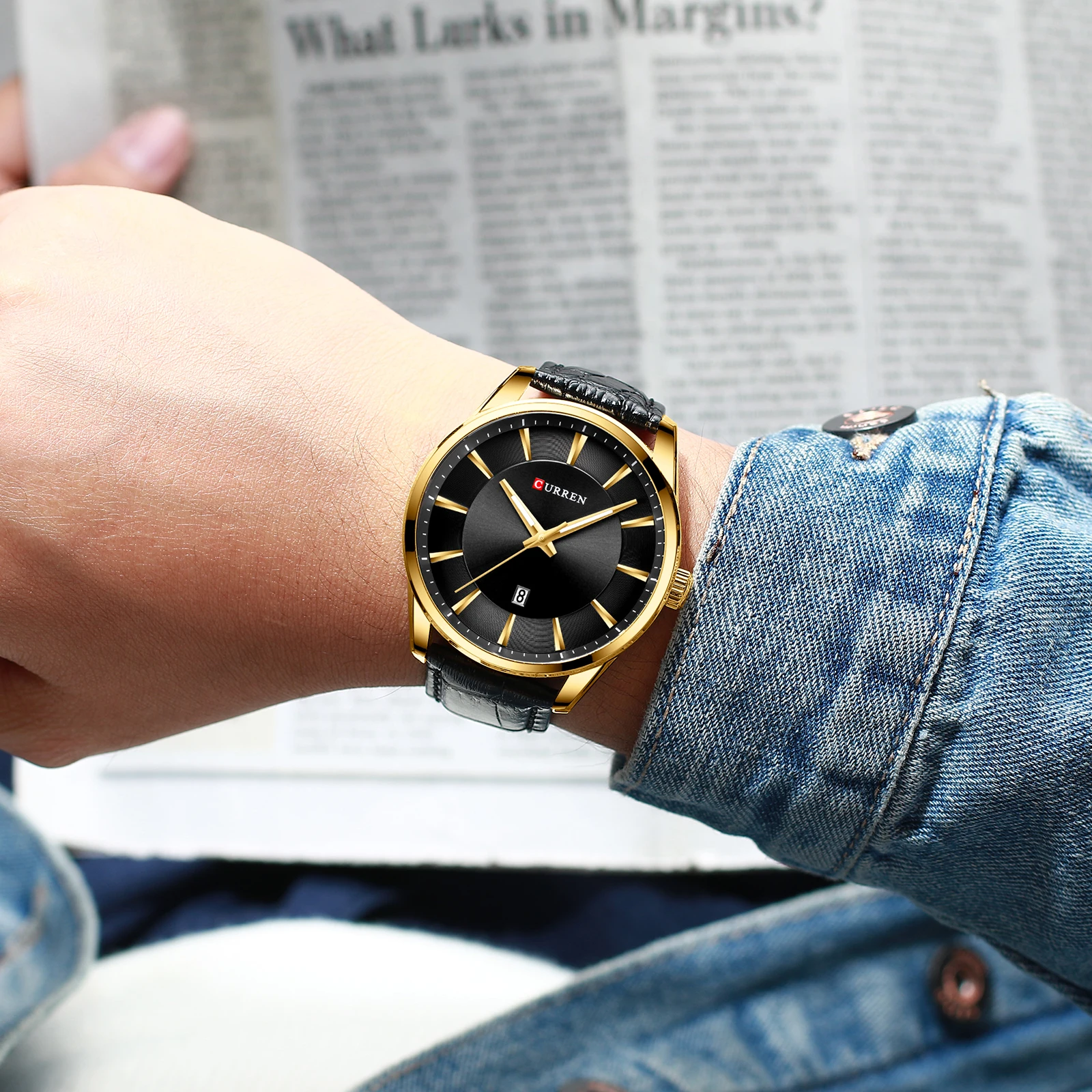 CURREN Fashion Men Sport Quartz Watch Golden Black Date Waterproof Wristwatch For Man Male Genuine Leather Clock Horloges Mannen
CURREN Fashion Men Sport Quartz Watch Golden Black Date Waterproof Wristwatch For Man Male Genuine Leather Clock Horloges Mannen