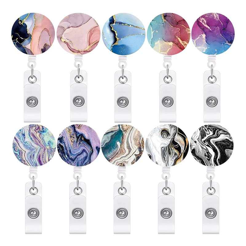 10Pcs Retractable Badge Reel Clips ID Badge Holder Marble Badge Reels with Alligator Clip on ID Card Holders for Nurses
10Pcs Retractable Badge Reel Clips ID Badge Holder Marble Badge Reels with Alligator Clip on ID Card Holders for Nurses