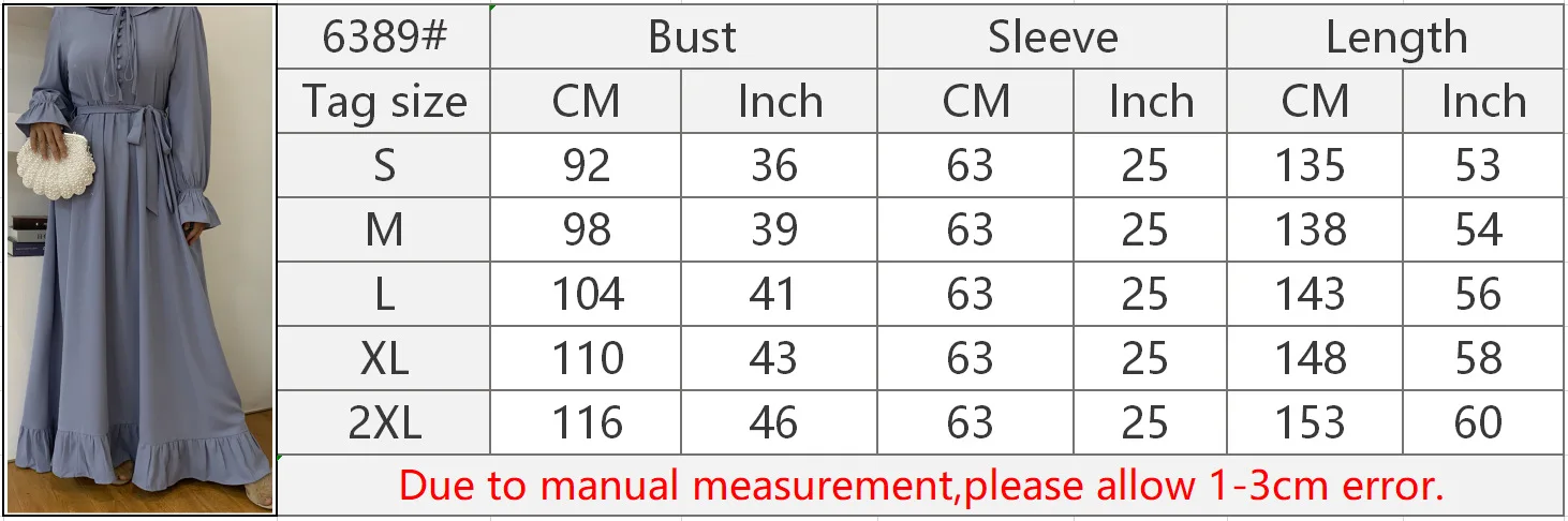 WEPBEL Solid Color Arab Dubai Robe Dress Women Muslim Abaya Long Sleeve Long Sleeve High Waist Stitching Big Swing Muslim Dress
WEPBEL Solid Color Arab Dubai Robe Dress Women Muslim Abaya Long Sleeve Long Sleeve High Waist Stitching Big Swing Muslim Dress