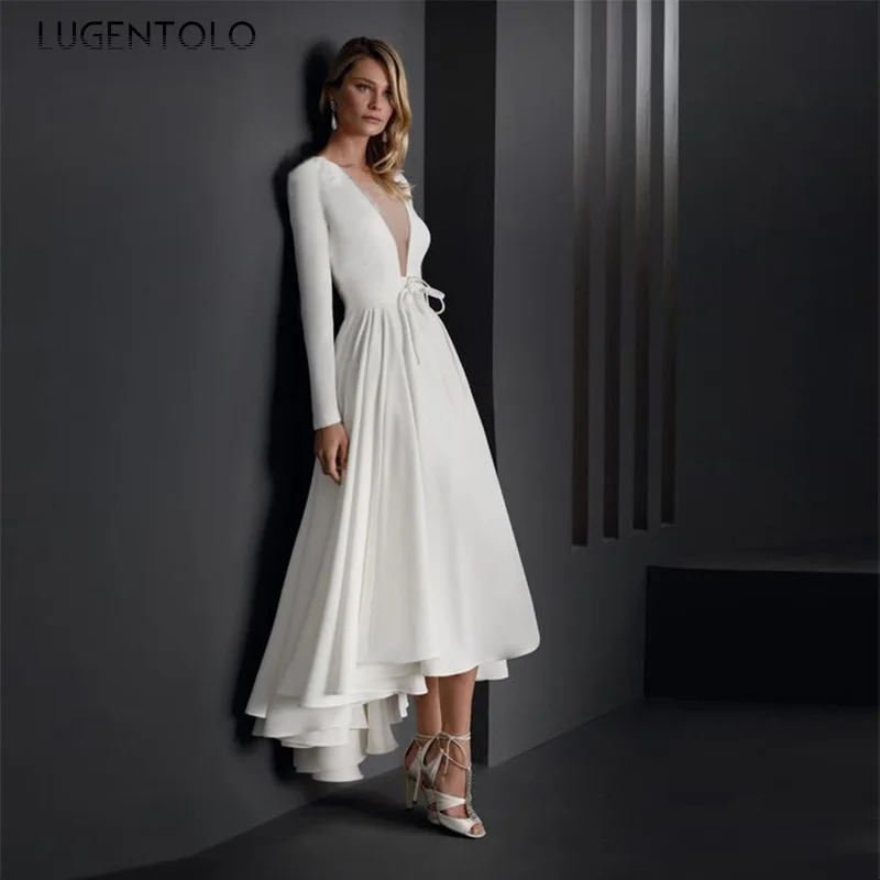 Women Sexy Dress Backless Deep V-neck Dresses Ladies Elegant Slim Long Sleeve White Spring Big Swing Maxi Dress Lugentolo
Women Sexy Dress Backless Deep V-neck Dresses Ladies Elegant Slim Long Sleeve White Spring Big Swing Maxi Dress Lugentolo