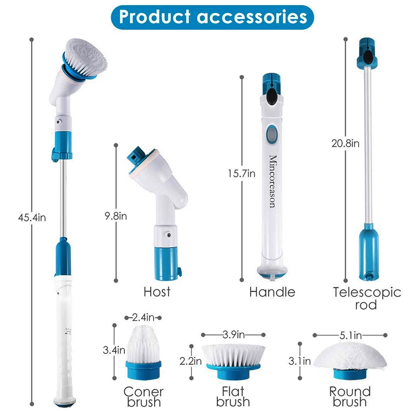 Electric Spin Scrubber Turbo Scrub Cleaning Brush Cordless Chargeable Bathroom Cleaner with Extension Handle Adaptive Brush Tub 
Electric Spin Scrubber Turbo Scrub Cleaning Brush Cordless Chargeable Bathroom Cleaner with Extension Handle Adaptive Brush Tub