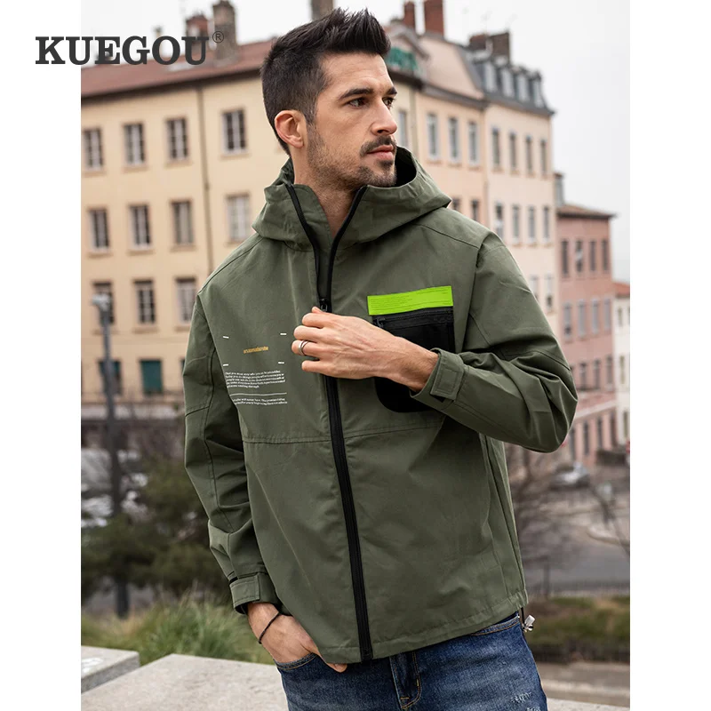 Мужская осенняя куртка с капюшоном KUEGOU, черная ветровка с капюшоном, с принтом в виде букв, модель 9035,
Мужская осенняя куртка с капюшоном KUEGOU, черная ветровка с капюшоном, с принтом в виде букв, модель 9035,