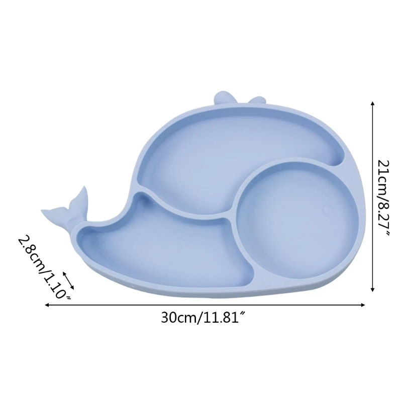 Baby Plate bowl Cartoon Whale Waterproof Silicone Baby Divided Suction Bowl Non-Slip Dinner Dish