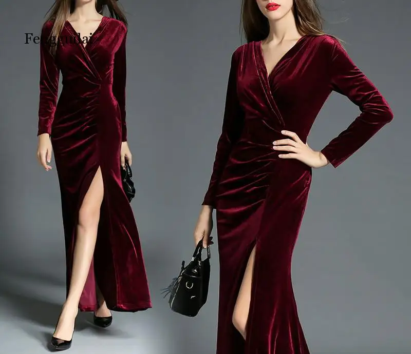 Женское бархатное длинное платье, элегантное Плиссированное Платье с V-образным вырезом и складками, зеленое, фиолетовое, черное, винно-крас...
Женское бархатное длинное платье, элегантное Плиссированное Платье с V-образным вырезом и складками, зеленое, фиолетовое, черное, винно-крас...