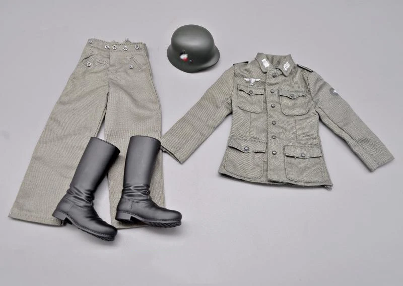 

Best Sell Scale 1/6 World War II German Wehrmacht Uniform Jacket Pants Boots Helmet For Usual 12 Inch Doll Soldier Collectable