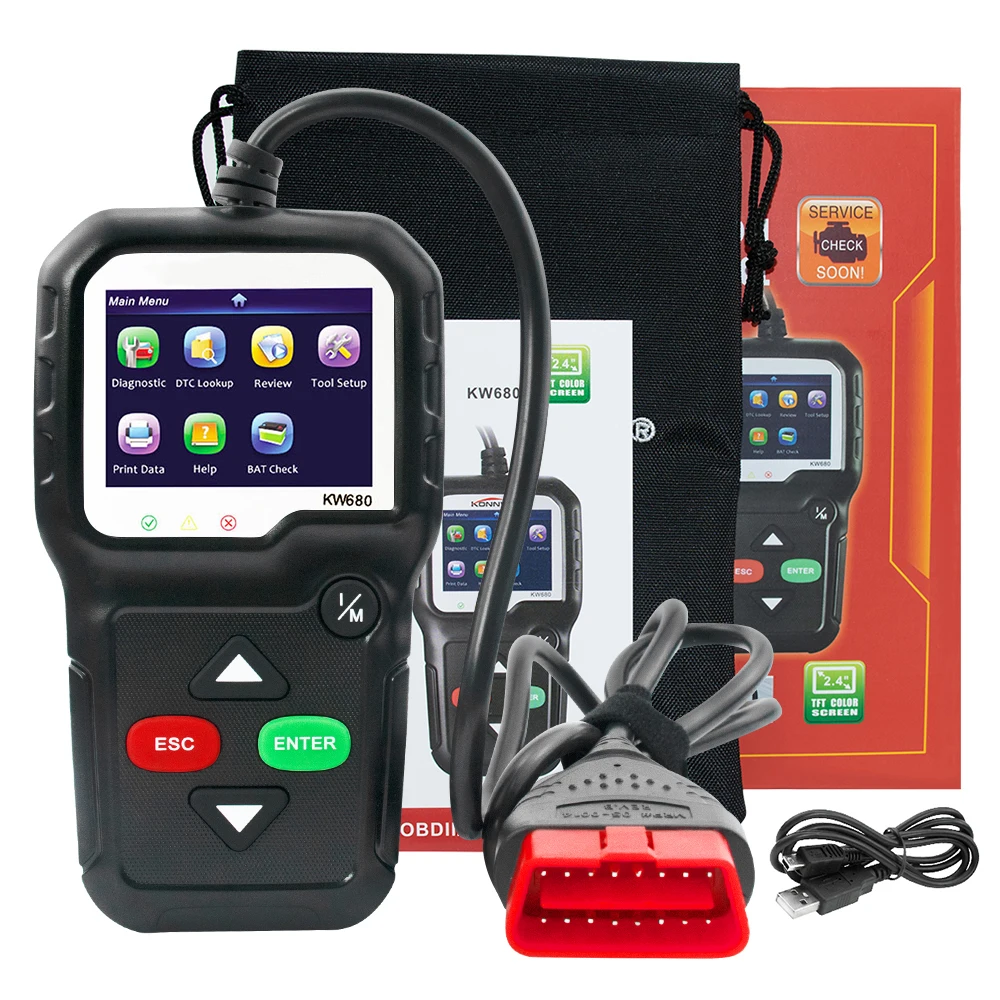 OBD2 Scanner OBD Car Diagnostic Auto Diagnostic Tool KW680 Read Clear Fault Error Codes OBD2 Automotive Scanner Tester
OBD2 Scanner OBD Car Diagnostic Auto Diagnostic Tool KW680 Read Clear Fault Error Codes OBD2 Automotive Scanner Tester