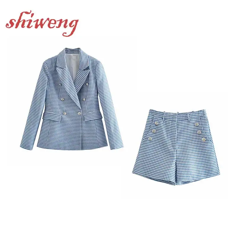 Elegant Women's Suit Spring 2021-year New vintage Plaid Printed Double-breasted Suit Jacket Tops + High-waist Casual Shorts
Elegant Women's Suit Spring 2021-year New vintage Plaid Printed Double-breasted Suit Jacket Tops + High-waist Casual Shorts