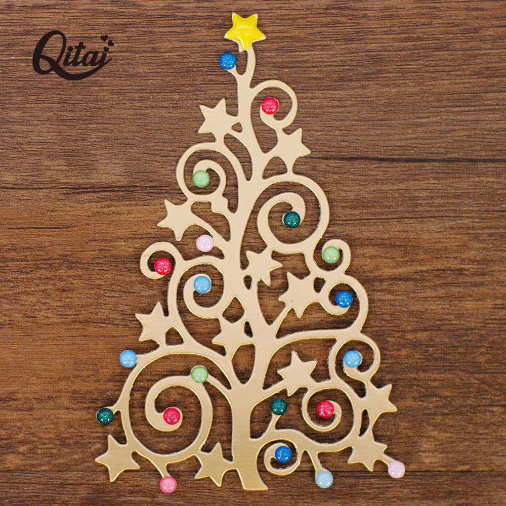 QITAI Рождественская елка и орнамент шар Холли Листья металла резки штампы для DIY