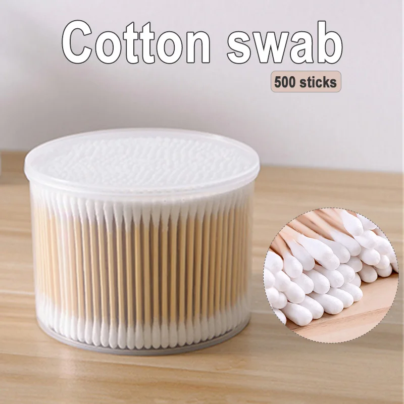 500 PCS Cotton Swabs with Case Double Head Disposable Cotton Sticks Cosmetic Wood Sticks Ears Cleaning Health Care Tools
500 PCS Cotton Swabs with Case Double Head Disposable Cotton Sticks Cosmetic Wood Sticks Ears Cleaning Health Care Tools