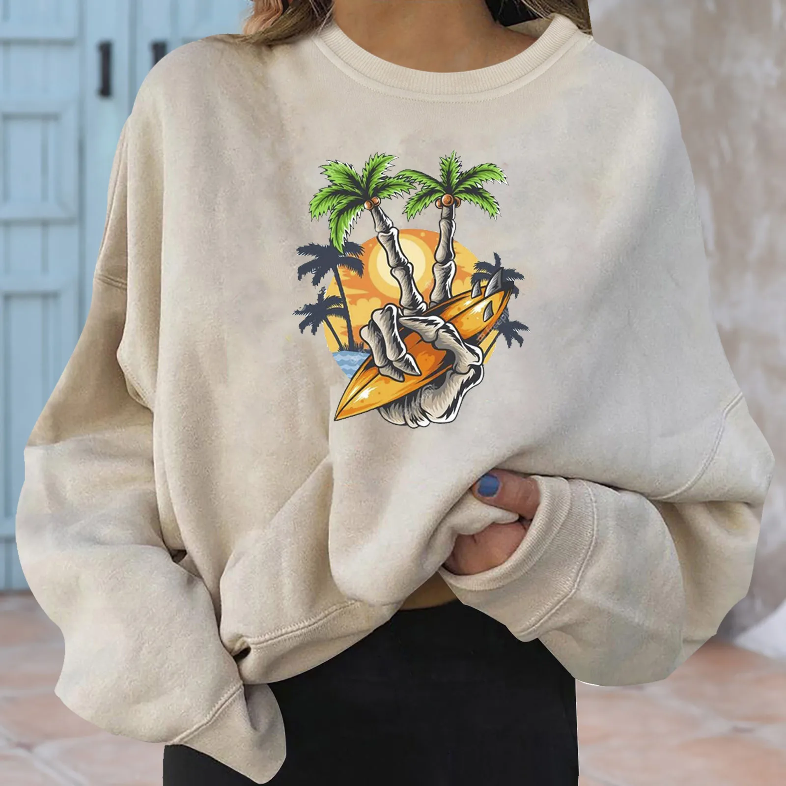 Fashion Womens Sweatshirts Casual Long Sleeve Round Neck Sweatshirts Halloween Printing Loose Top Mulheres Sweetshirts 2021
Fashion Womens Sweatshirts Casual Long Sleeve Round Neck Sweatshirts Halloween Printing Loose Top Mulheres Sweetshirts 2021