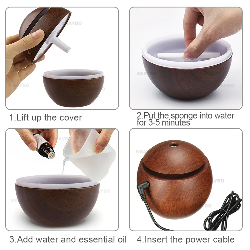 USB Aroma Essential Oil Diffuser Ultrasonic Cool Mist Humidifier Air Purifier 7 Color Change LED Night light for Office Home
USB Aroma Essential Oil Diffuser Ultrasonic Cool Mist Humidifier Air Purifier 7 Color Change LED Night light for Office Home