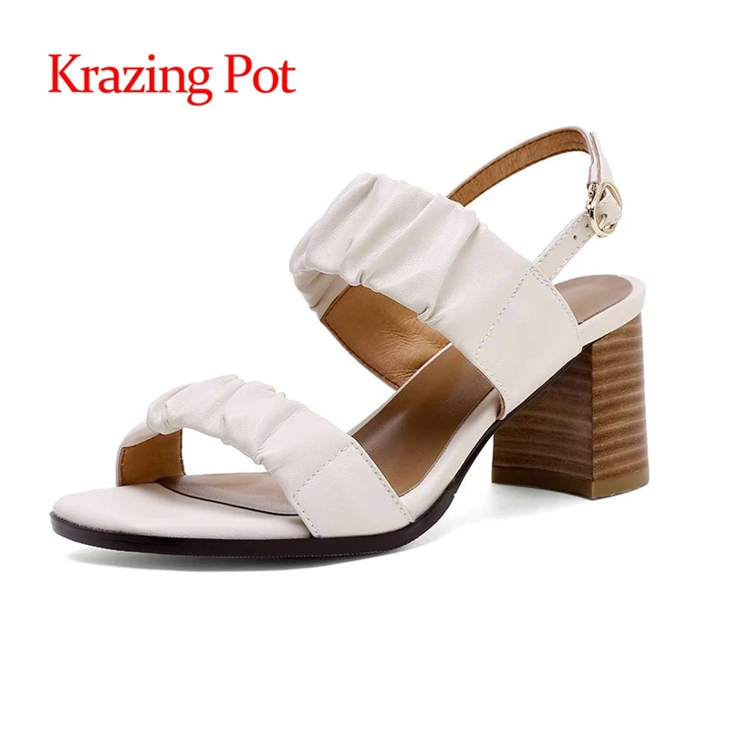 lenkisen genuine leather high heels vintage slingback high quality handmade solid streetwear buckle straps sandals women L36
lenkisen genuine leather high heels vintage slingback high quality handmade solid streetwear buckle straps sandals women L36
