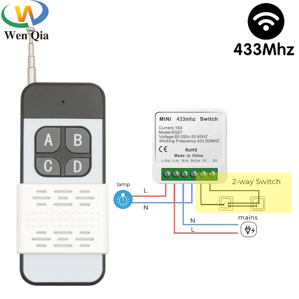 Wireless Light Switch 16A Mini Module Smart Home Control With Transmitter Keyfob Timer Circuit Breaker For WallSwitch Outlet Led
Wireless Light Switch 16A Mini Module Smart Home Control With Transmitter Keyfob Timer Circuit Breaker For WallSwitch Outlet Led