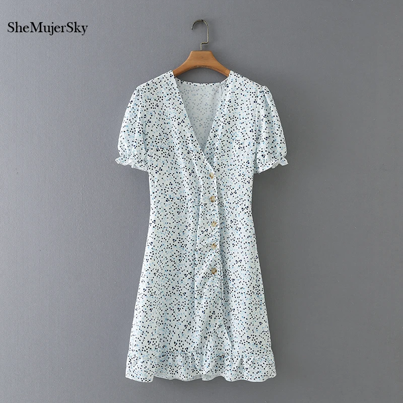 SheMujerSky женское мини-платье с V-образным вырезом и коротким рукавом, летнее платье с маленьким цветочным принтом на пуговицах, 2021
SheMujerSky женское мини-платье с V-образным вырезом и коротким рукавом, летнее платье с маленьким цветочным принтом на пуговицах, 2021