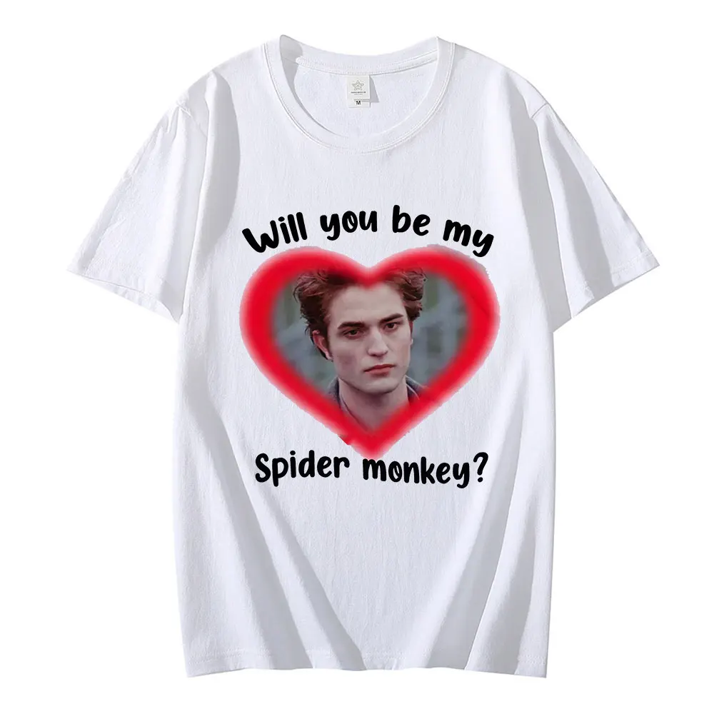 New Edward Cullen Will You Be My Spider Monkey Funny Pint T Shirt Men Women Twilight Saga Movie Cool Gothic T Shirt Unisex Tops
New Edward Cullen Will You Be My Spider Monkey Funny Pint T Shirt Men Women Twilight Saga Movie Cool Gothic T Shirt Unisex Tops