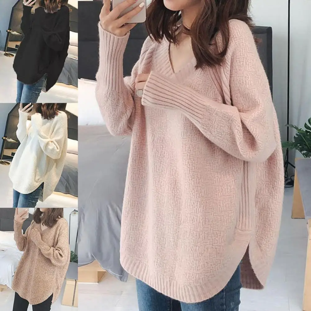 V-Neck Long Sleeve Pullover Sweater Warm Solid Color Arc Hem Pullover Sweater Streetwear
V-Neck Long Sleeve Pullover Sweater Warm Solid Color Arc Hem Pullover Sweater Streetwear