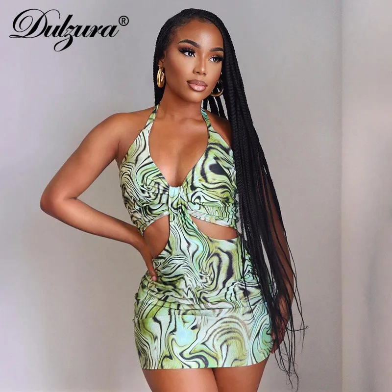 Dulzura Tie Dye Print Women Halter Mini Dress Hollow Out Lace Up Bodycon Sexy Streetwear Party Club Elegant 2021 Summer Clothes
Dulzura Tie Dye Print Women Halter Mini Dress Hollow Out Lace Up Bodycon Sexy Streetwear Party Club Elegant 2021 Summer Clothes