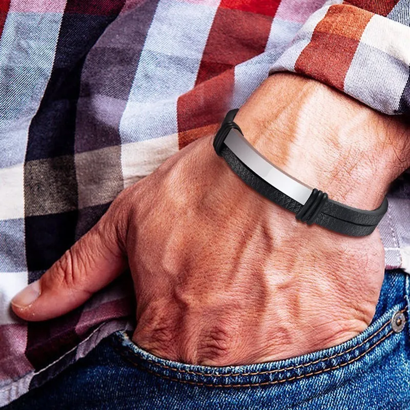 Custom Mens Leather Bracelet Flat Thin Black Double Chain Link Wrap Wrist Boyfreind Husband DIY Adjustable Jewelry
Custom Mens Leather Bracelet Flat Thin Black Double Chain Link Wrap Wrist Boyfreind Husband DIY Adjustable Jewelry