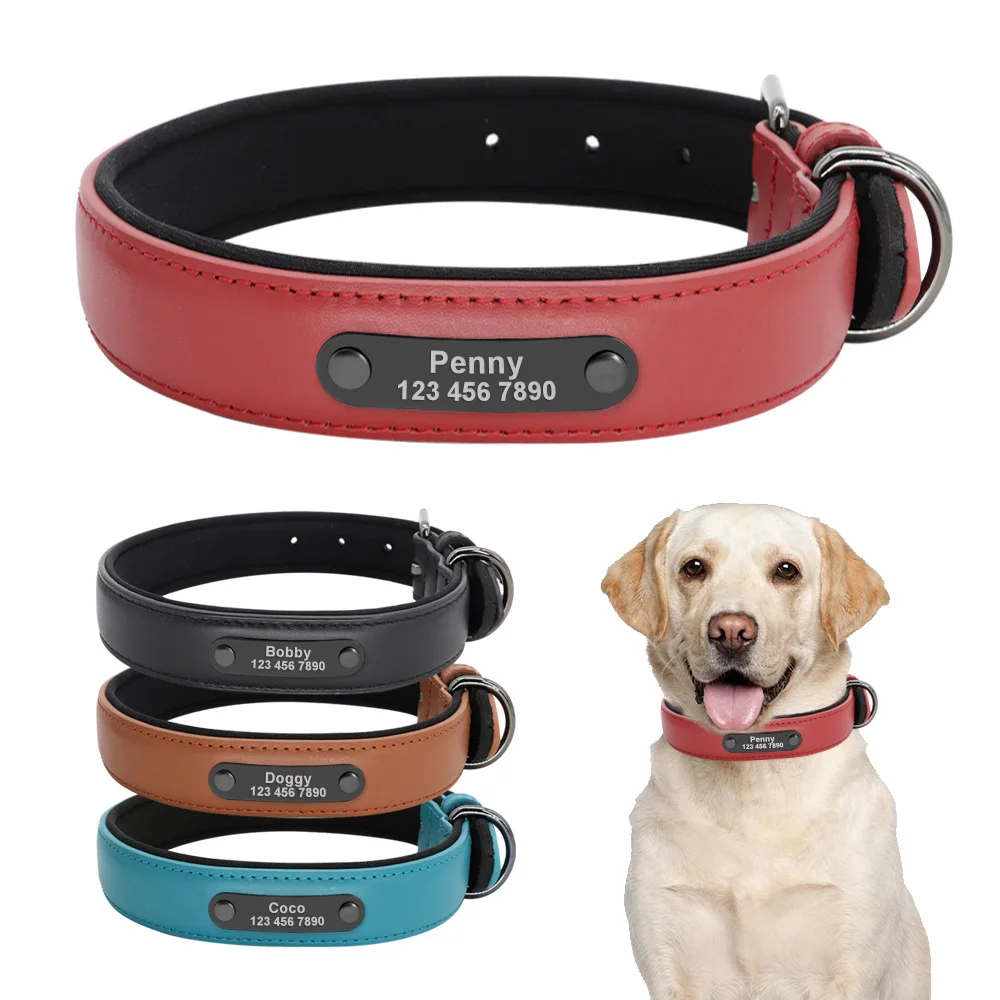 Leather Custom Dog Collar Personalized Pet Name ID Collar Collars Adjustable For Small Medium Large Breeds Dogs French Bulldog
Leather Custom Dog Collar Personalized Pet Name ID Collar Collars Adjustable For Small Medium Large Breeds Dogs French Bulldog
