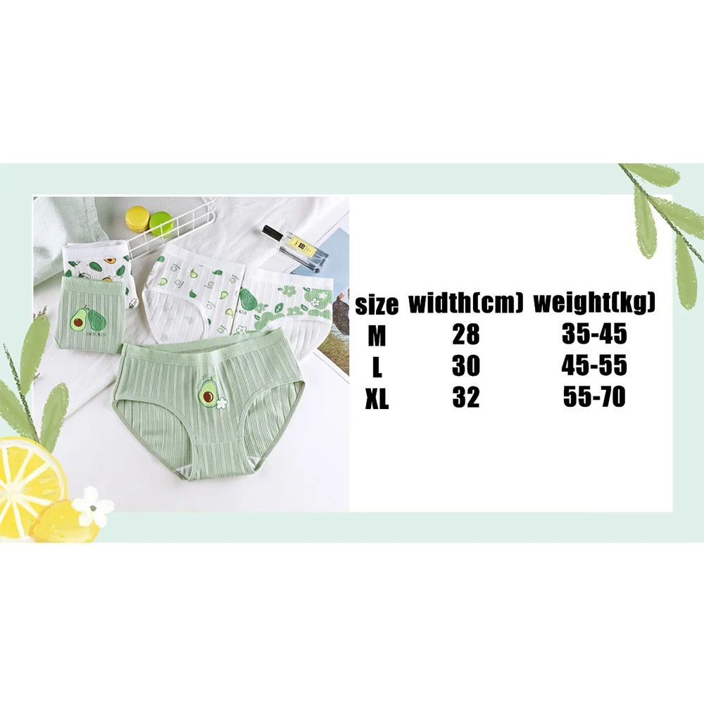 4 Pieces Cute Avocados Pattern Cotton Panties Breathable Women Briefs Elastic Underpants Female Low-Rise The New Listing 2021
4 Pieces Cute Avocados Pattern Cotton Panties Breathable Women Briefs Elastic Underpants Female Low-Rise The New Listing 2021