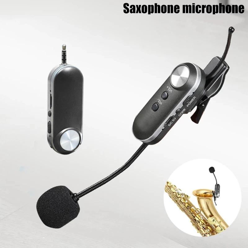 

Sax UHF Wireless Instruments Saxophone Microphone Wireless Receiver Transmitter,160ft Range,Plug and Play,Great for Trumpets