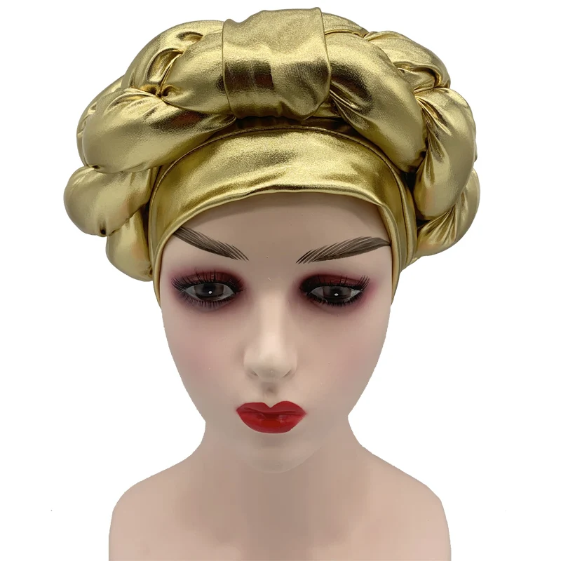 

Latest Braids Turban Cap for Women Ready to Wear African auto geles Turbans Nigeria Headties Muslim Hijab Bonnet Female Headwrap