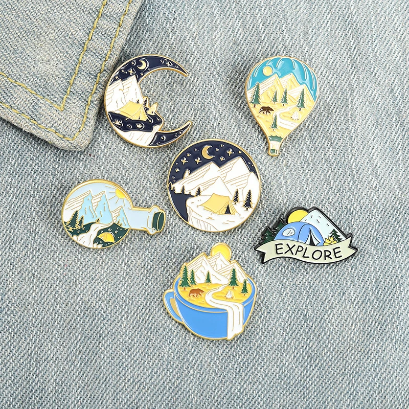 New Mountain Style And New Starry Sky Shape Brooch Outdoor Adventure Scenery Brooch Landscape Enamel Pin Moon Balloon Mountain
New Mountain Style And New Starry Sky Shape Brooch Outdoor Adventure Scenery Brooch Landscape Enamel Pin Moon Balloon Mountain