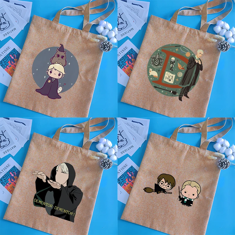 Льняная сумка-тоут в уличном готическом стиле, модель Draco Malfoy, складная сумка через плечо, индивидуальные сумки для покупок 
Льняная сумка-тоут в уличном готическом стиле, модель Draco Malfoy, складная сумка через плечо, индивидуальные сумки для покупок