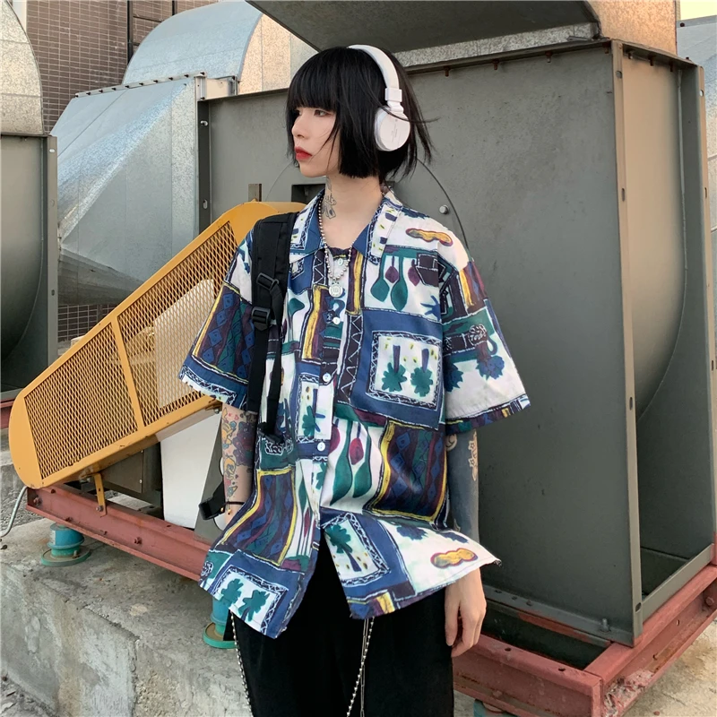 Harajuku Short Sleeve Women's Shirt Loose Retro Small Tree Print Couple Shirt Hip Hop Streetwear Clothes Casual Summer Top
Harajuku Short Sleeve Women's Shirt Loose Retro Small Tree Print Couple Shirt Hip Hop Streetwear Clothes Casual Summer Top