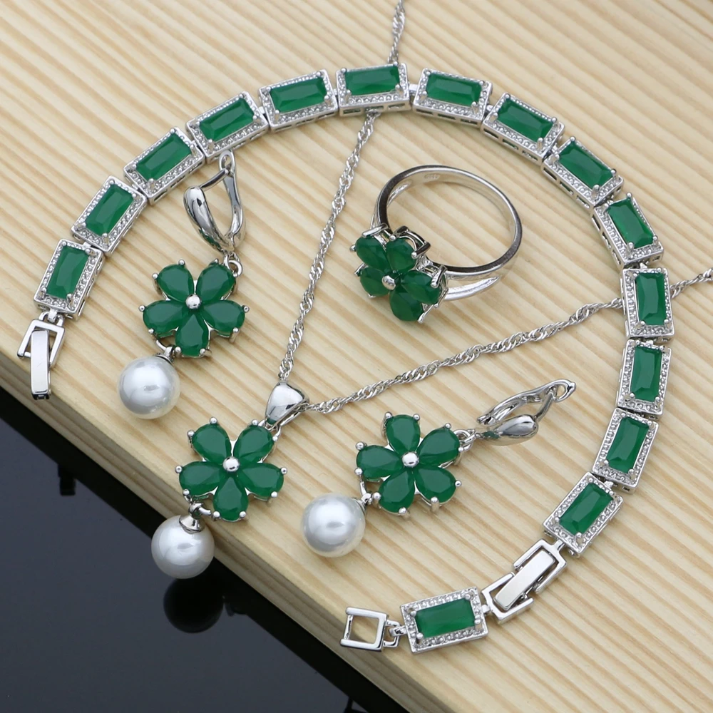 Bridal Pearls Jewelry Sets Green Stone Women 925 Silver Wedding Doration Adjustable Ring Birthday Gifts Necklace Set
Bridal Pearls Jewelry Sets Green Stone Women 925 Silver Wedding Doration Adjustable Ring Birthday Gifts Necklace Set