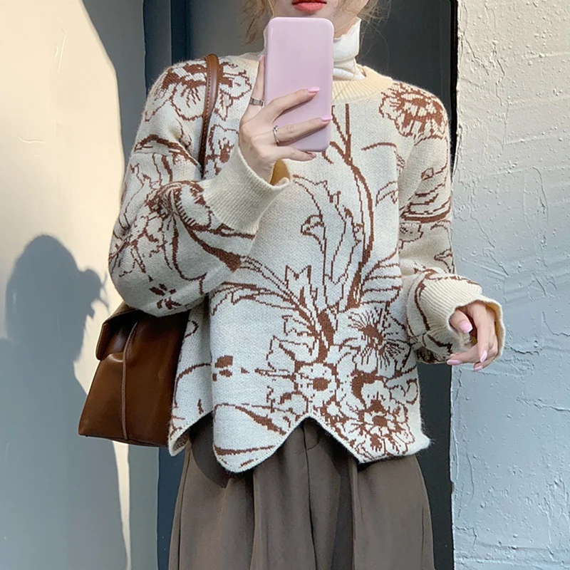 Women Winter Korean Retro Loose Squandering Round Neck Sweater One Size
Women Winter Korean Retro Loose Squandering Round Neck Sweater One Size