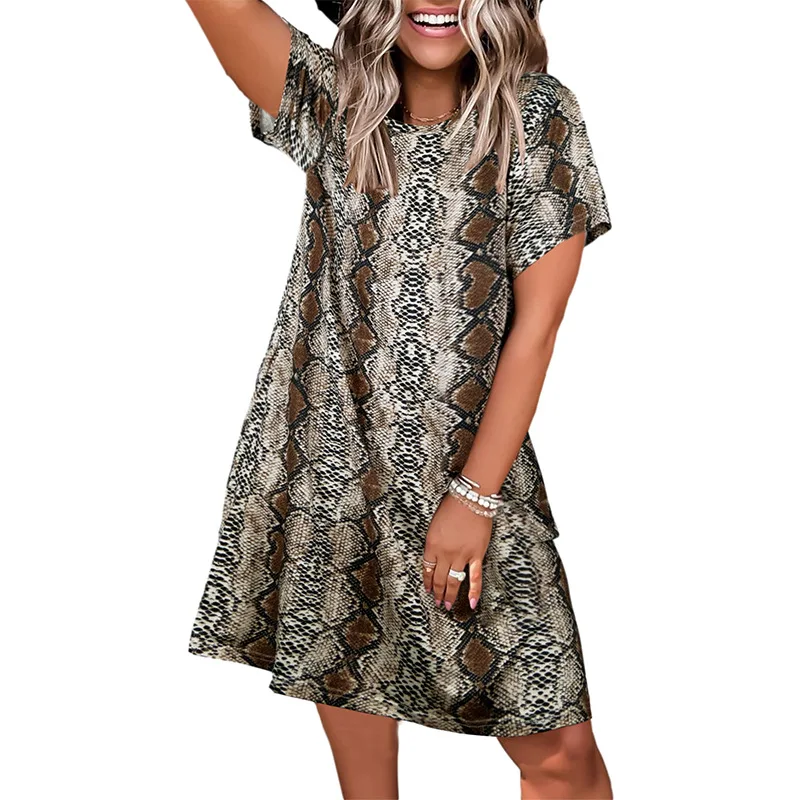 New 2021 Summer Fashion Round Neck Leopard Print Short Sleeve Casual Loose Dress Women
New 2021 Summer Fashion Round Neck Leopard Print Short Sleeve Casual Loose Dress Women