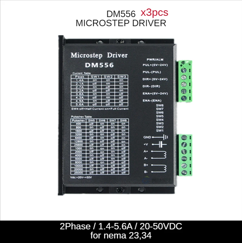 Цифровой Драйвер шагового двигателя DM556, 5,6 А, для 57 86, 2-фазный контроллер шагового двигателя NEMA23 NEMA34
Цифровой Драйвер шагового двигателя DM556, 5,6 А, для 57 86, 2-фазный контроллер шагового двигателя NEMA23 NEMA34