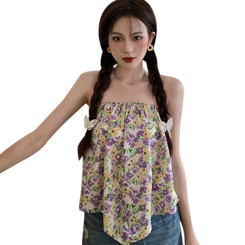 Summer Fashion Women Camis Sweet Korean Style Camisole Crop Top Floral Print Halter Irregular Backless Tank Tops
Summer Fashion Women Camis Sweet Korean Style Camisole Crop Top Floral Print Halter Irregular Backless Tank Tops