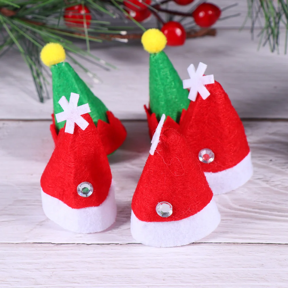 

12pcs Creative Christmas Lollipop Hats Christmas Elf Lollipop Caps Decorations for Party Home Restaurant Hotel