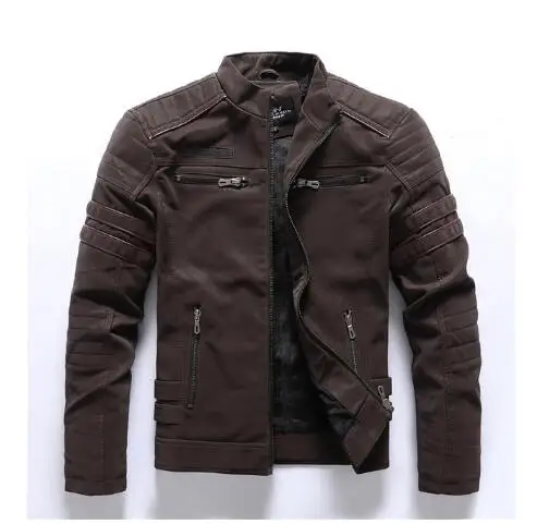 

2020 зимняя мужская кожаная куртка для мужчин с добавлением шерсти верхняя одежда мотоцикла мужской тонкий жакет высокого качества из искусс...